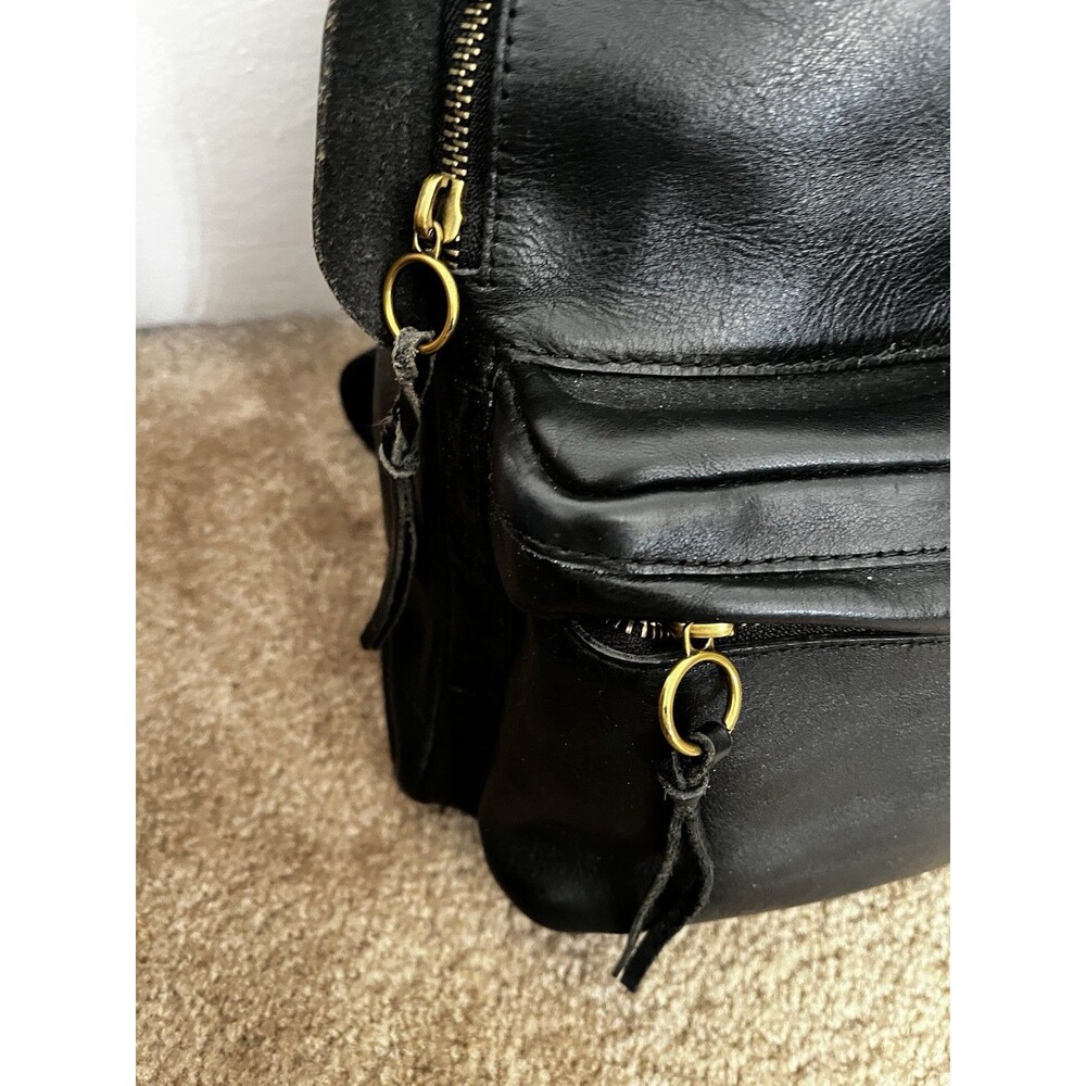 Madewell Black Leather Backpack Lorimer Executive Zip Pocket Office Corporate - Picture 3 of 5